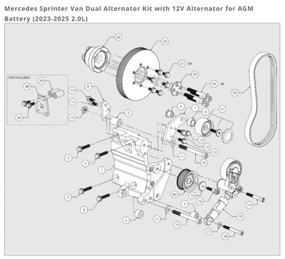 High-Performance Alternator Kit for Mercedes Sprinter - 280XP AGM | Reliable Power for Off-Grid Adventures